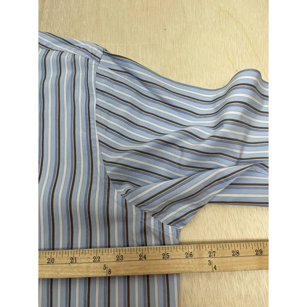 Banana Republic Men's Long Sleeve Dress Shirt Blue White Stripe‎ Size XL 17-17.5